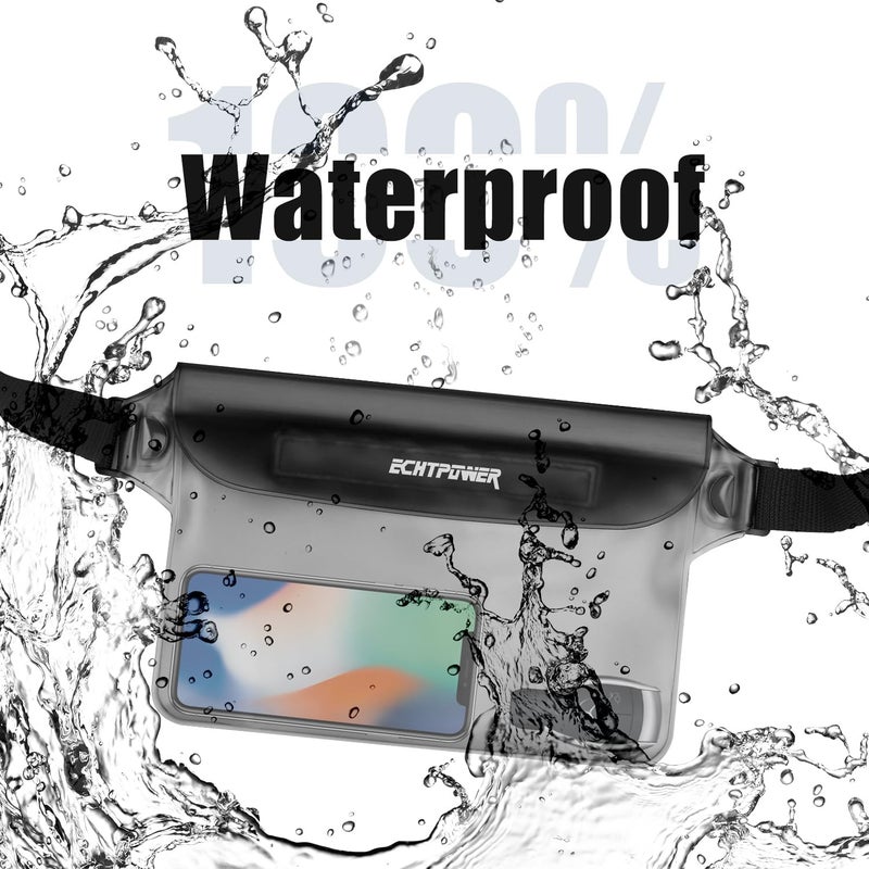 ECHTPower Store 2-Pack Waterproof Pouch Bag, Waterproof Fanny Pack, Waterproof Dry Bag with Adjustable Waist Strap for Beach Swimming Kayaking Floating Boating - Image 2
